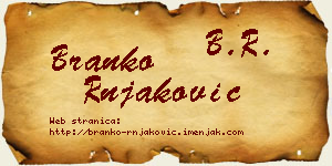 Branko Rnjaković vizit kartica